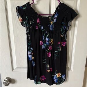 Floral Black Top